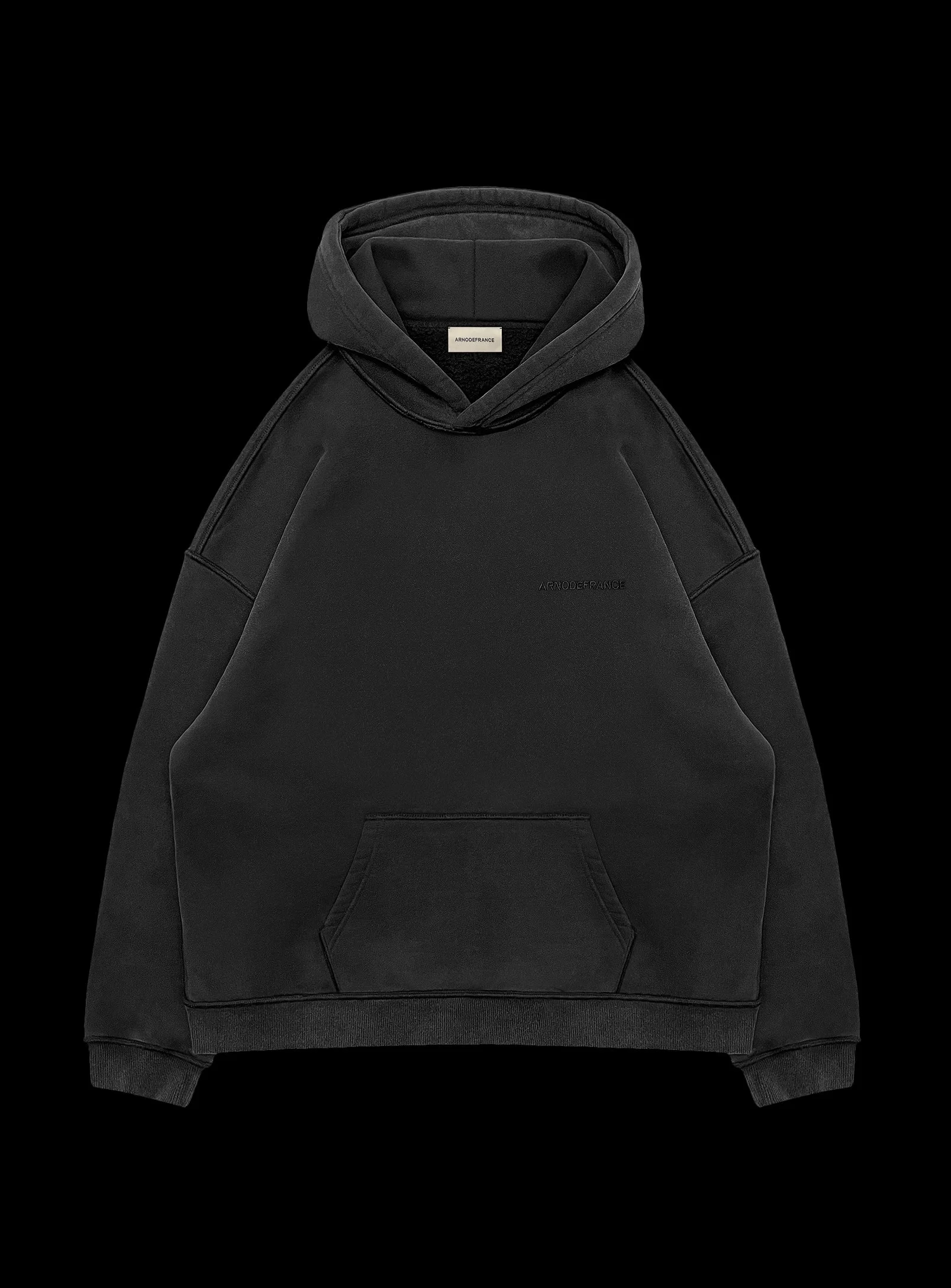 ARNODEFRANCE - HEAVY HOODIE VINTAGE BLACK 'ARNODEFRANCE' — ARNODEFRANCE